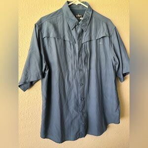 Habit shirt mens Medium blue short sleeve Vented Dri-Fit UV-outdoor fishing